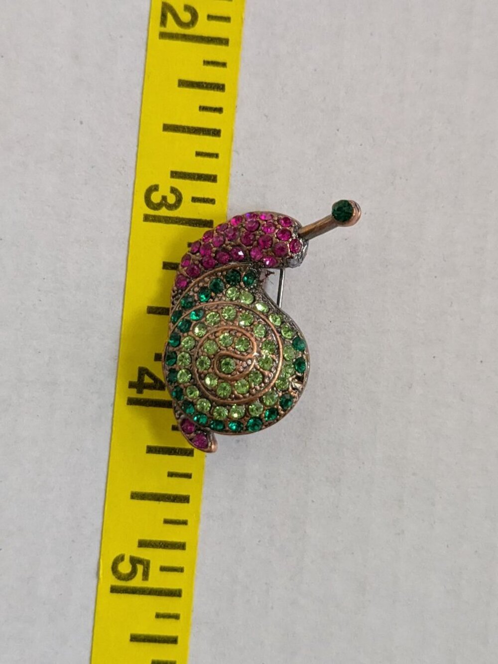 Pave Rhinestone Small Snail Slug Brooch Pin - Picture 2 of 5